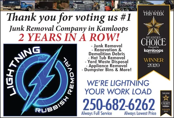 Kamloops This Week Readers' Choice 2020 award for Lightning Rubbish Removal